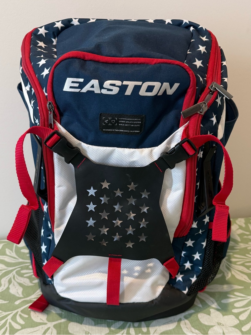 Easton Navy Red White Star Accent Baseball Backpack
